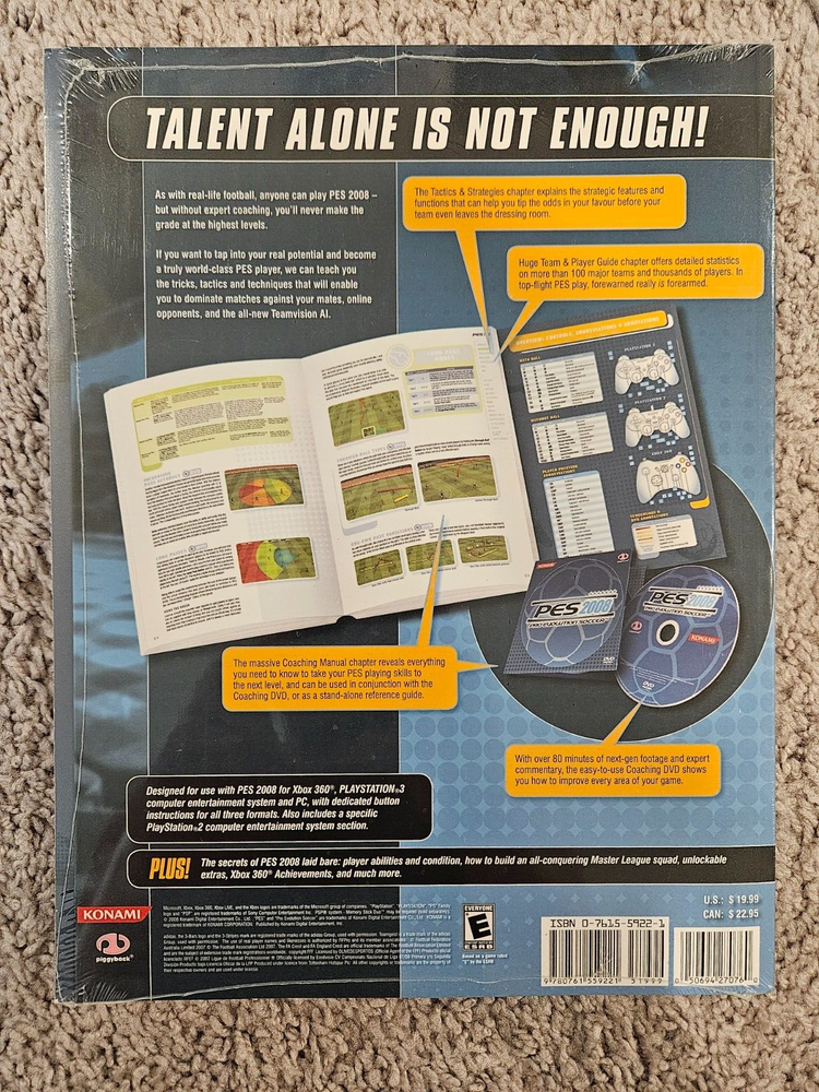 Pro Evolution Soccer (PES) 2008 Official Strategy Guide Sealed with CD Konami