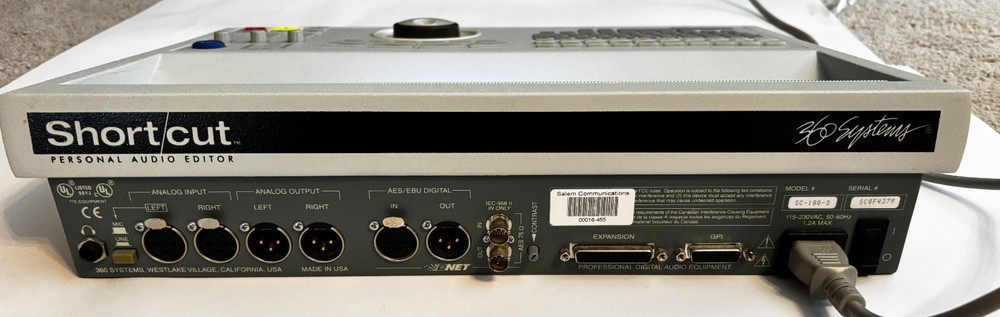 360 Systems SC-180-3 Shortcut Personal Audio Editor