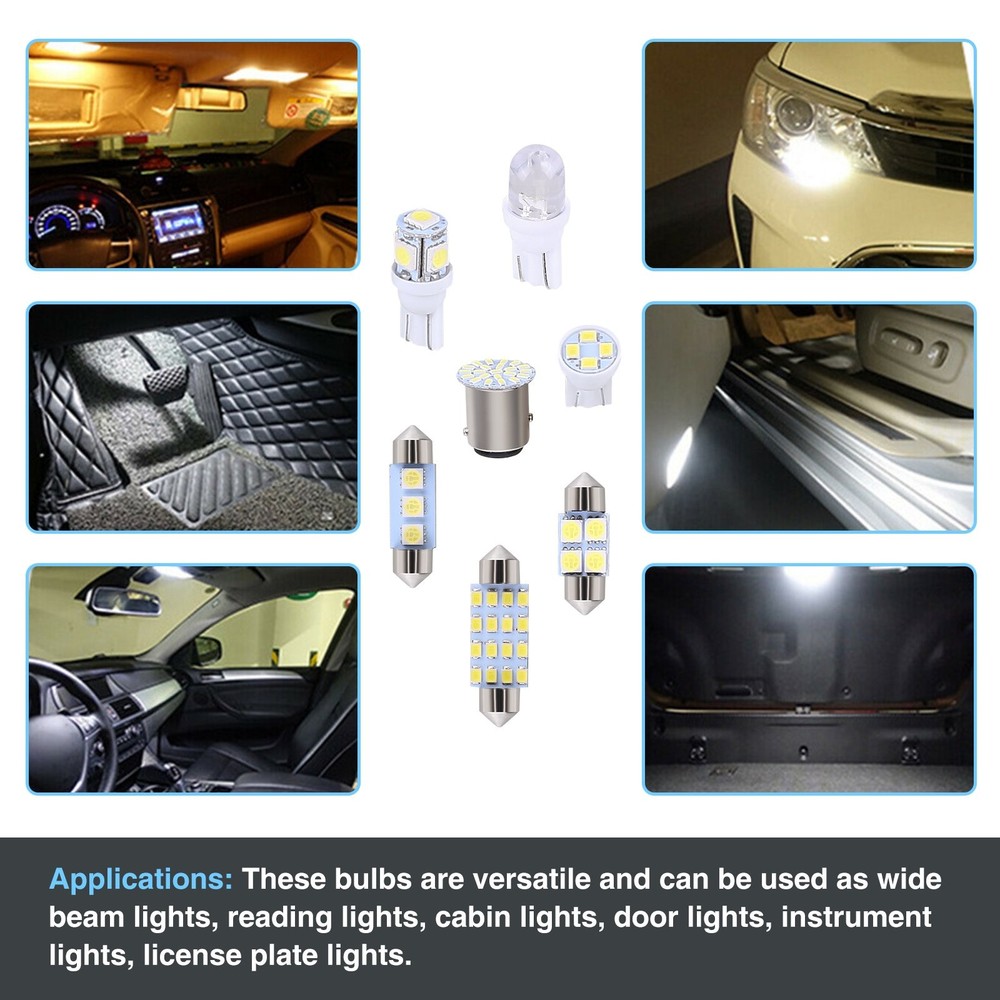 42PCS Car Interior Combo LED Map Dome Door Trunk License Plate Light Bulbs White