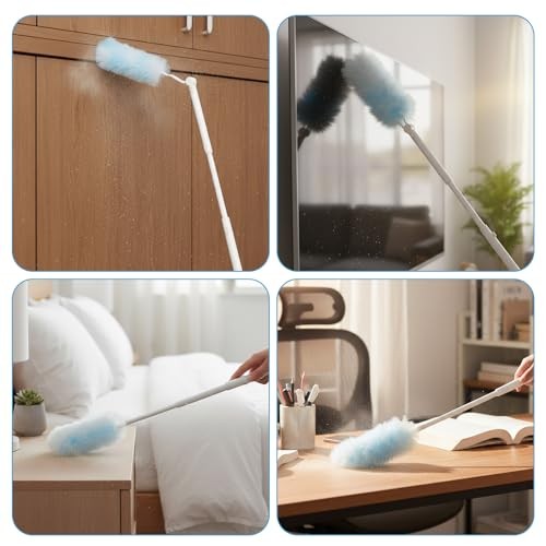 60 Count Duster Refills, 360° Heavy Duty Dusters Kit Disposable Microfibre