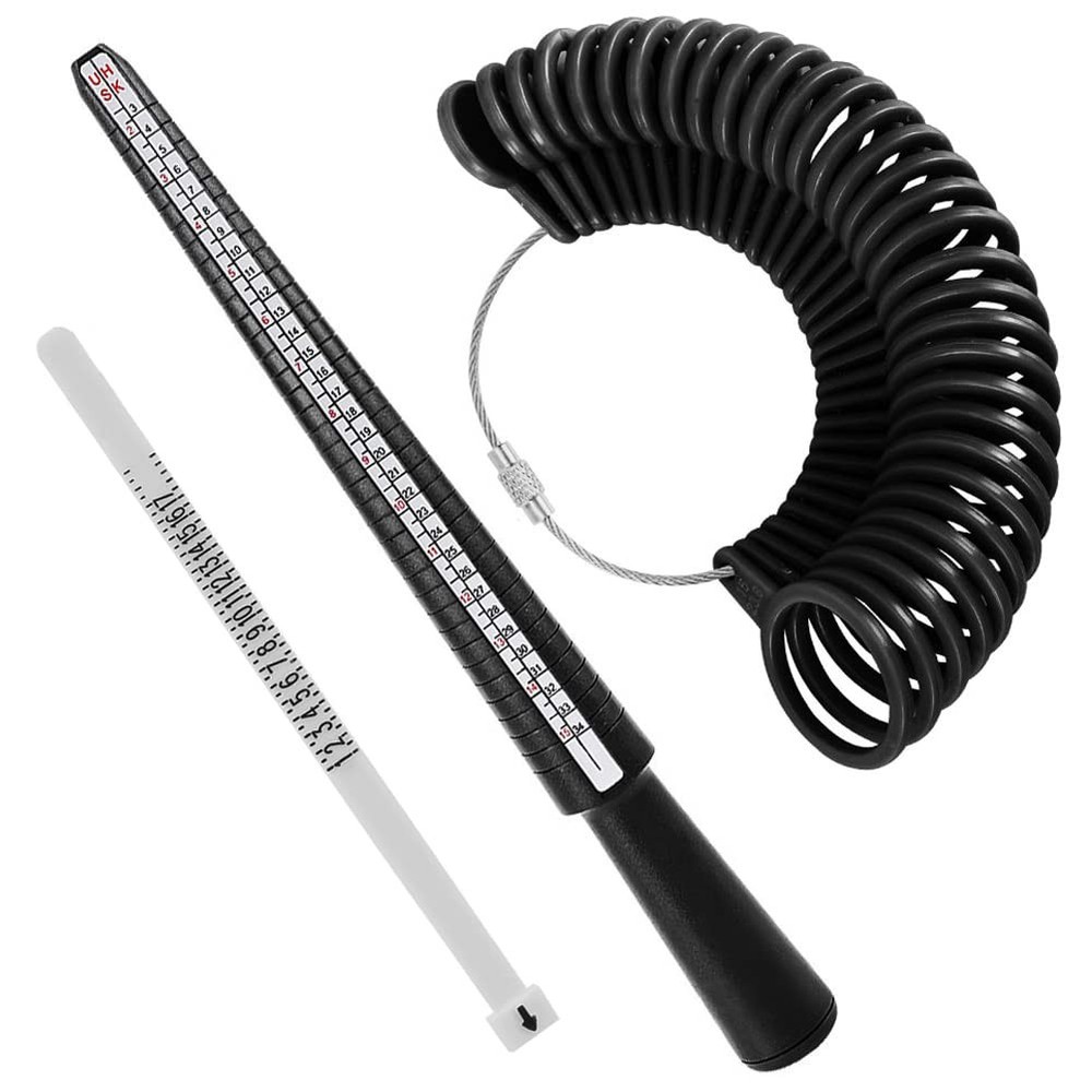 Accmor Ring Sizer Measuring Tool Set, Black Mandrel, Guage, White Blet