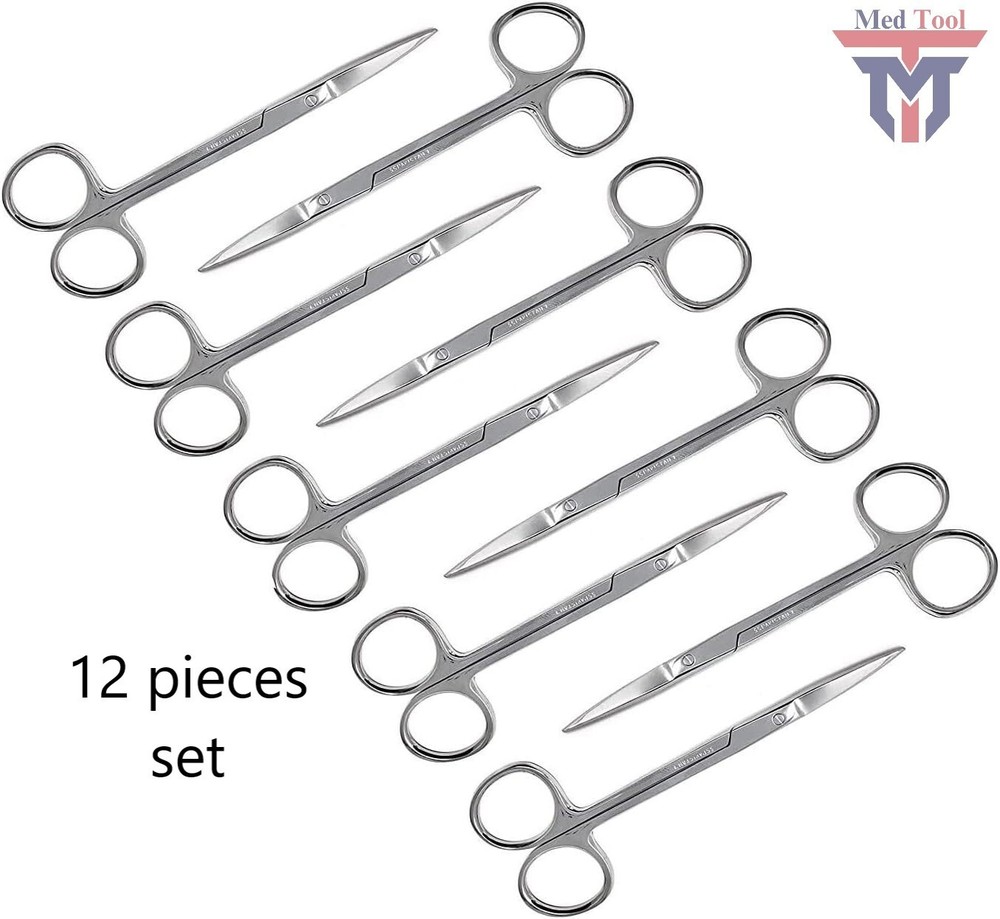 12 Iris Scissors 4.5" Straight Surgical Dental Instruments