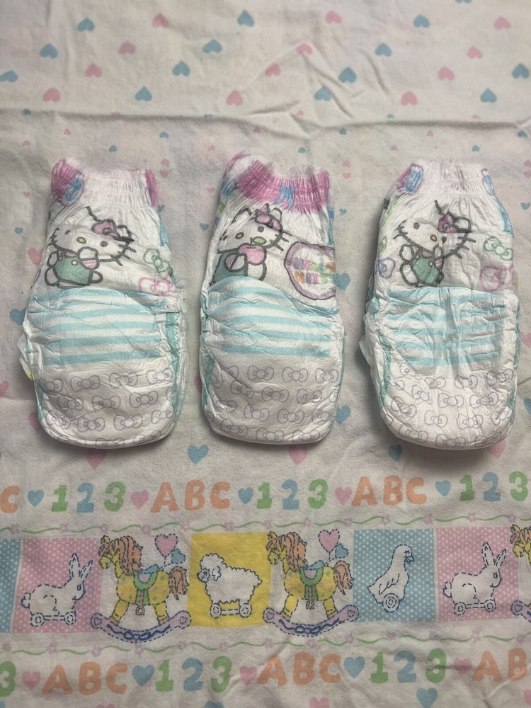 Vintage Hello Kitty Easy-Ups Pull-Ups Diapers- 3 Pack Discreet Ship- *Very Rare*