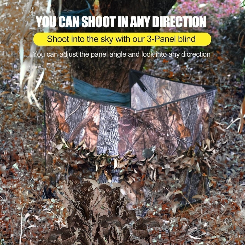Portable Pop Up Ground Blind Hunting Blind for Duck Turkey Quick Setup 3-Panel