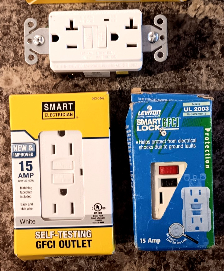 3-Pack GFCI Outlets 15 AMP White Smart Electrician