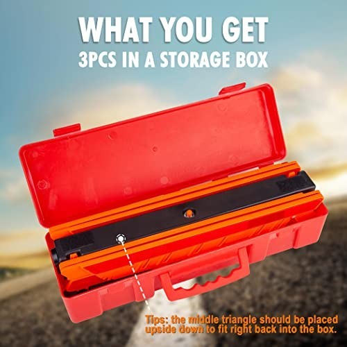 3 Pack Reflective Warning Triangle Kit - DOT Approved Road Safety Sign Set