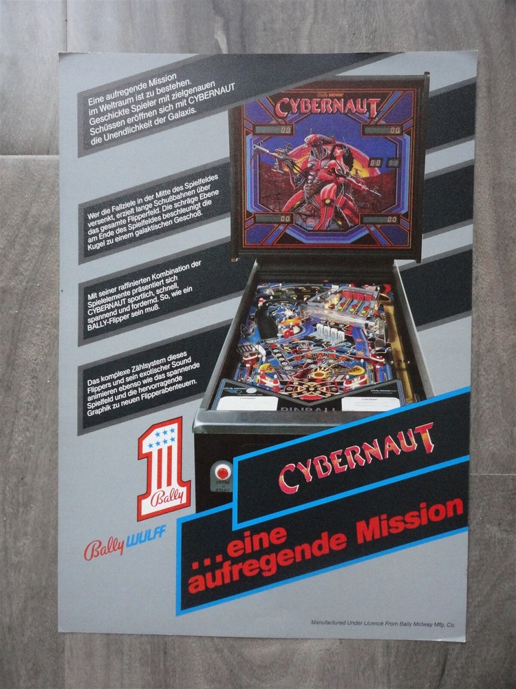 Cybernaut German Pinball Machine Flyer Original Brochure