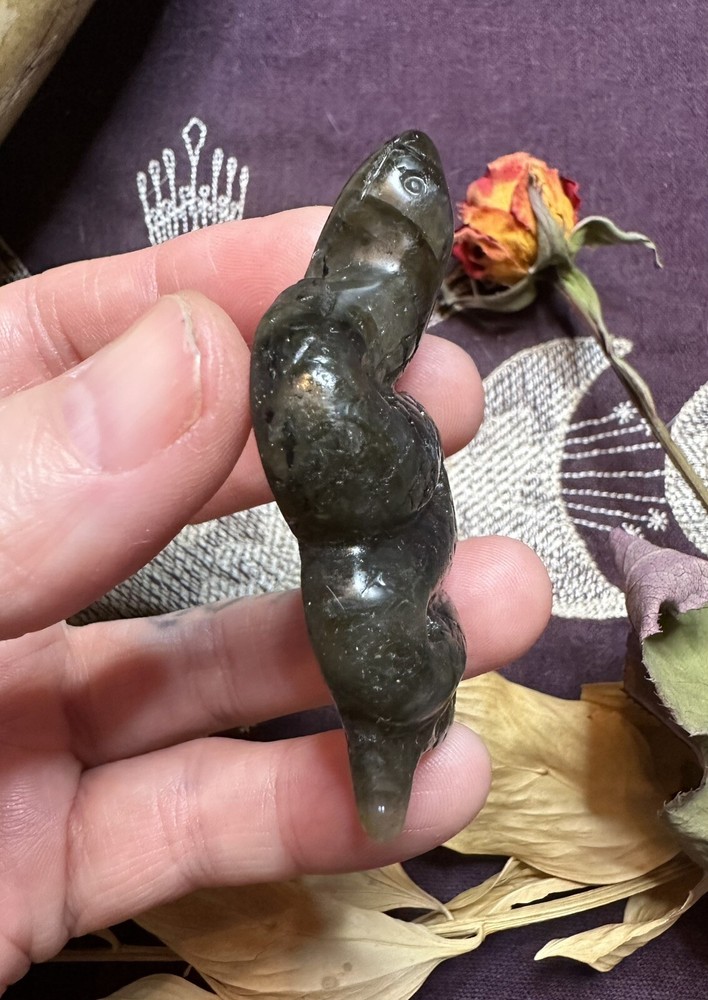 Labradorite Snake Carving, Natural Crystal