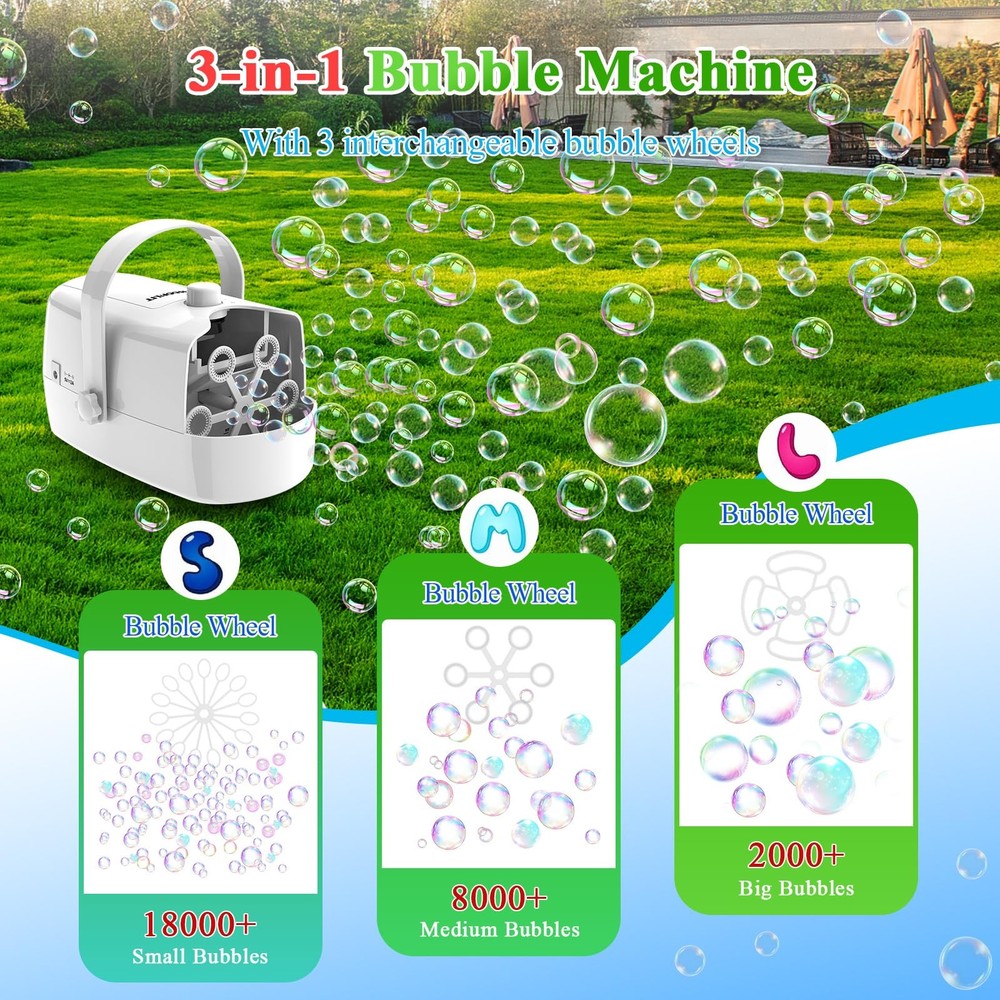 Wisdomlit Bubble Machine, 3-in-1 Maker, Blower Small, White