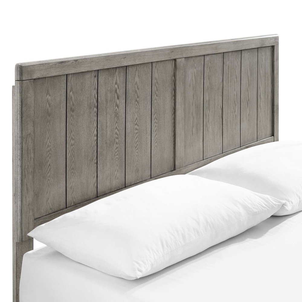 Modway Alana Wood King Platform Bed in Gray With Angular Frame