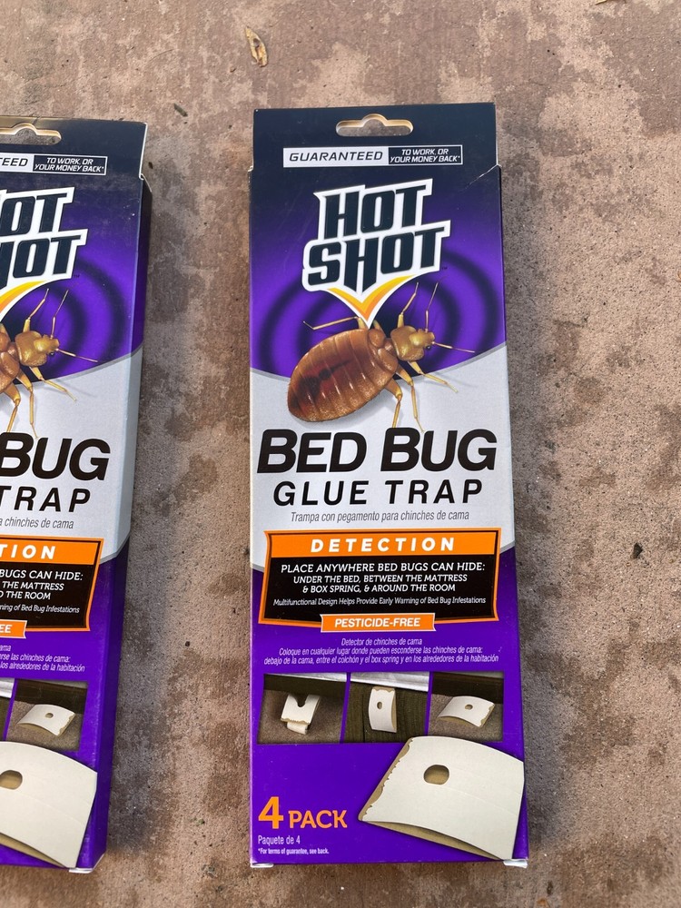 5 Hot Shot PREVENT & DETECT Bed Bugs Glue Trap Stations Bedbug Detection NEW