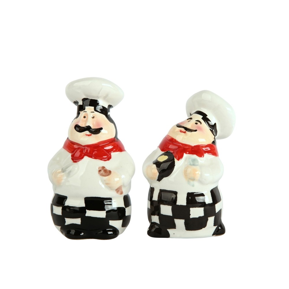 Chef Salt and Pepper Shakers Set Ceramic Kitchen Décor - Full Chef
