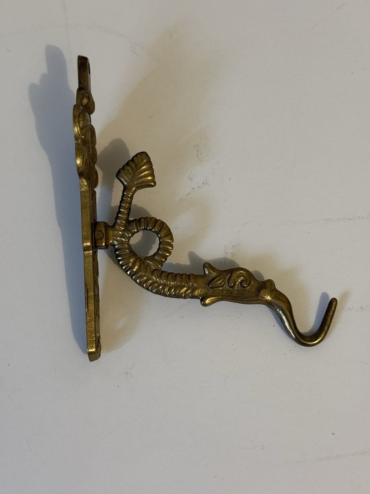 Vintage Solid Brass Wall Hook Serpent-Style With Faces Ornate