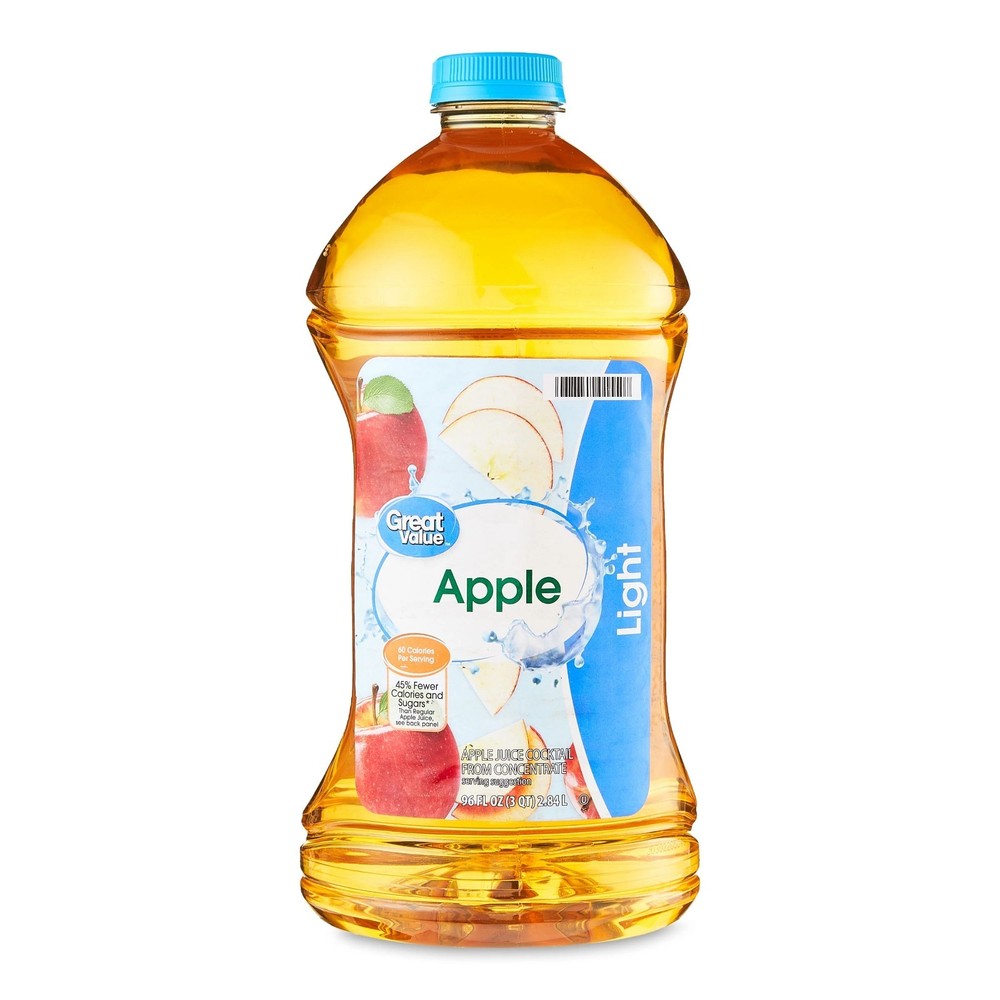 (2 pack) Great Value light apple juice, 96 fl oz....