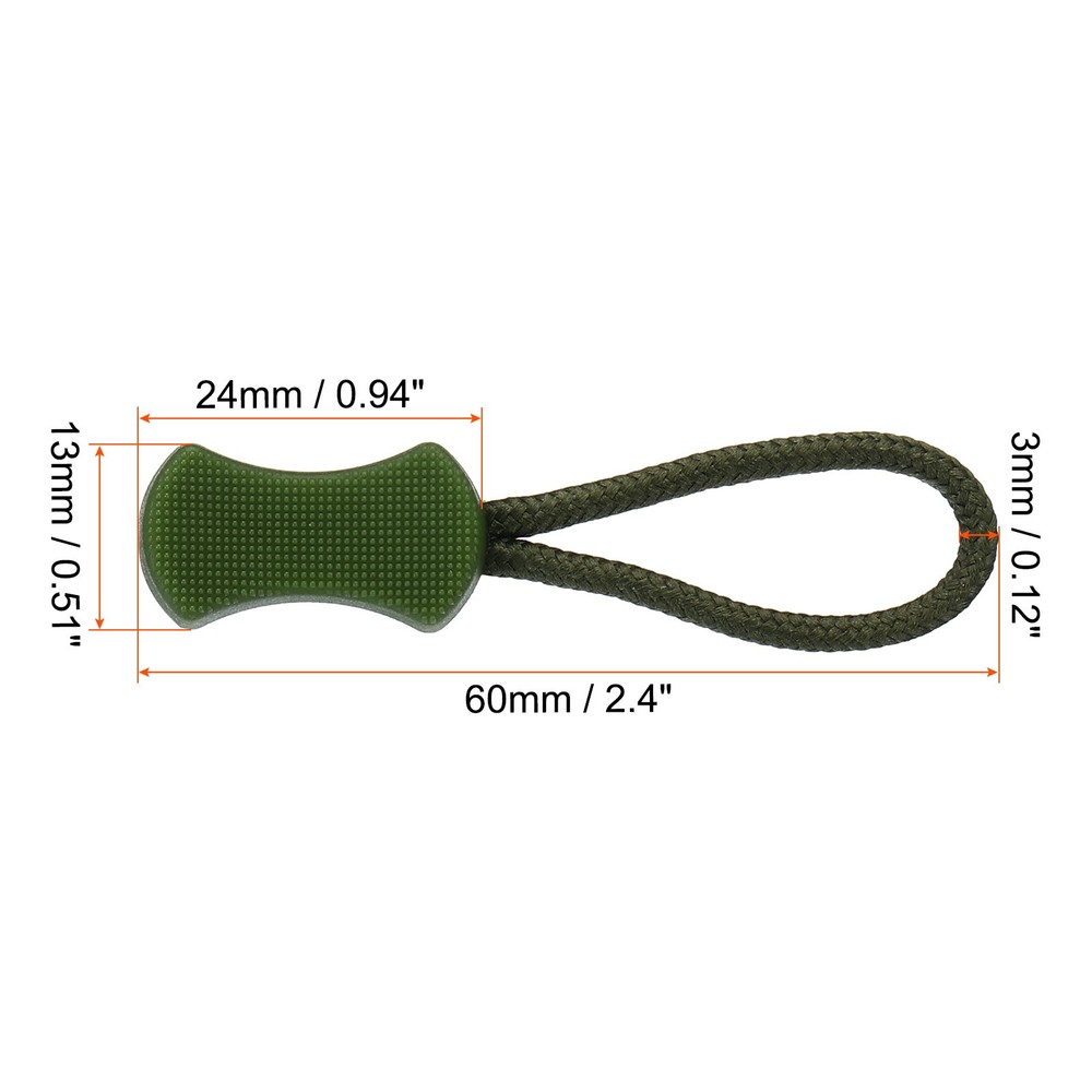 Zipper pulls, 20pcs cable extension handle repair, olive green