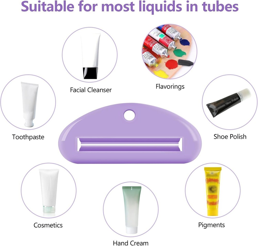 6 Pcs Toothpaste Squeezer Set, Plastic Toothpaste Saver, Hanging Toothpaste Disp