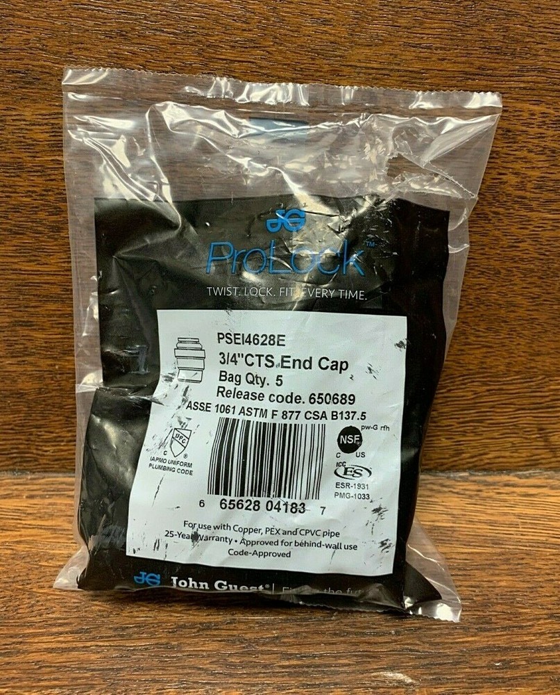 John Guest ProLock PSEI4628E End Cap, 3/4" CTS