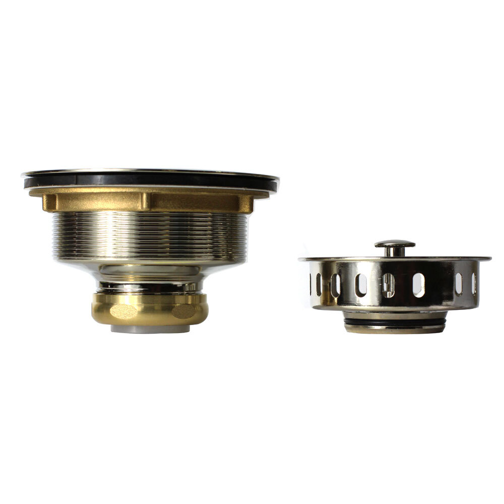Kitchen Basket Strainer Assembly Single Post With Beveled Base & O-Ring Satin