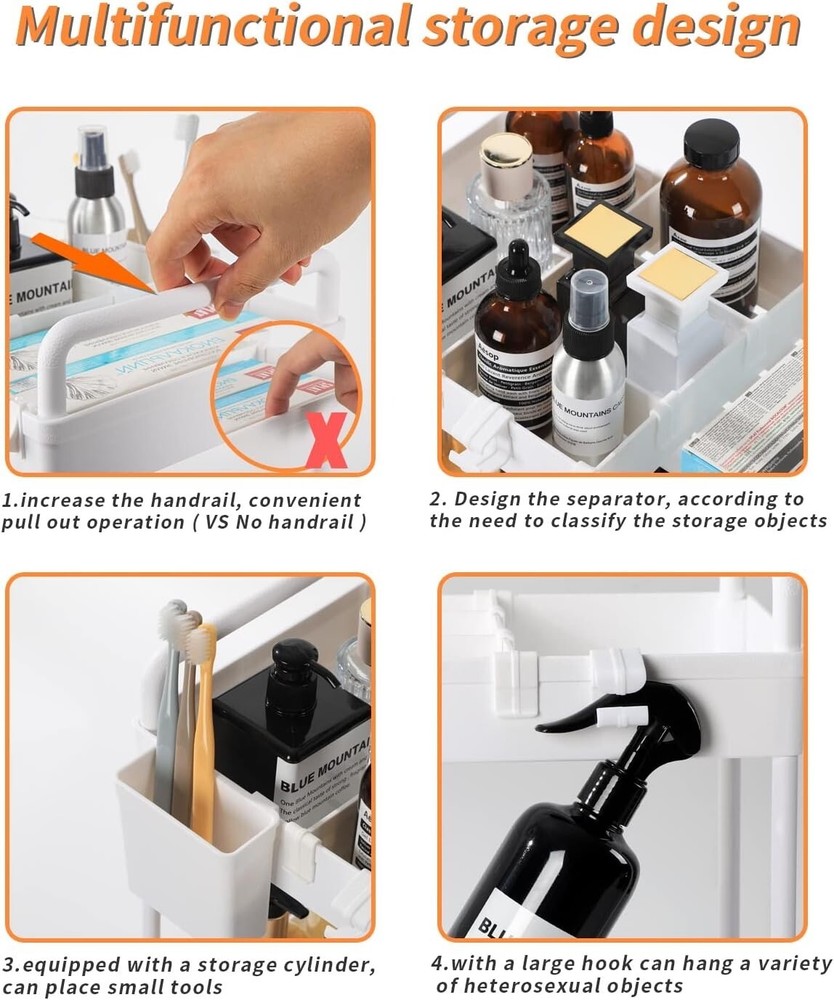 2 Tier Under Sink Organizers And Storage With Sliding Track Black/White