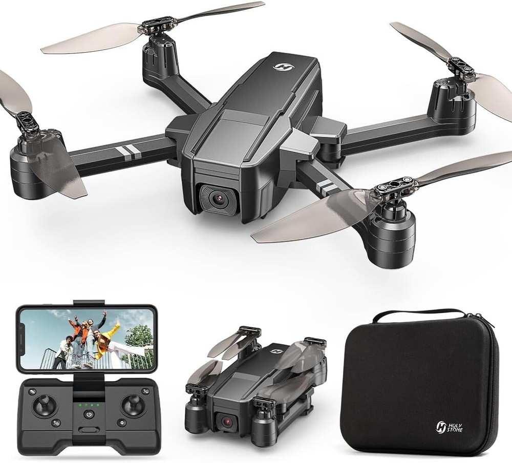 Foldable FPV Drone 1080P WiFi Camera, Long Battery, Auto Hover + Carrying Case