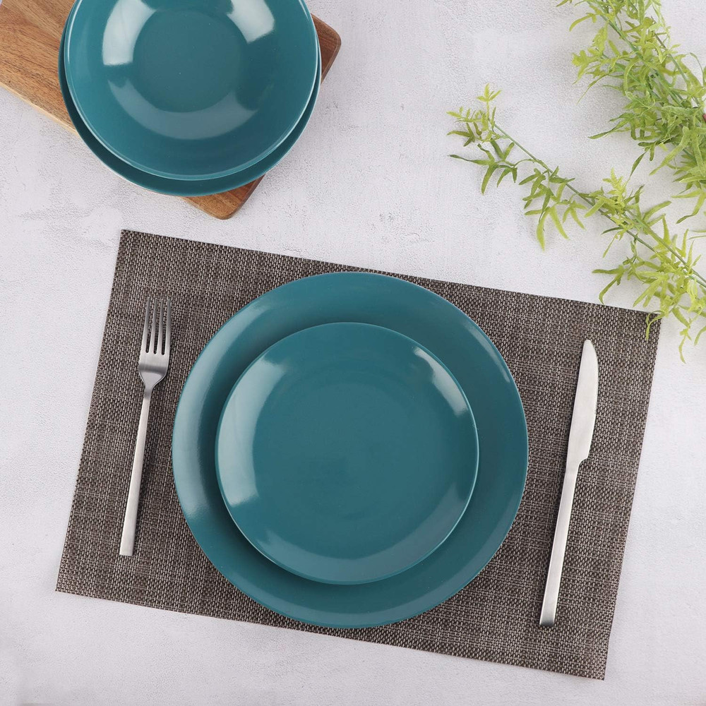 18-Piece Stoneware Dinnerware Set, Service for 6, Microwave and Dishwasher Safe,