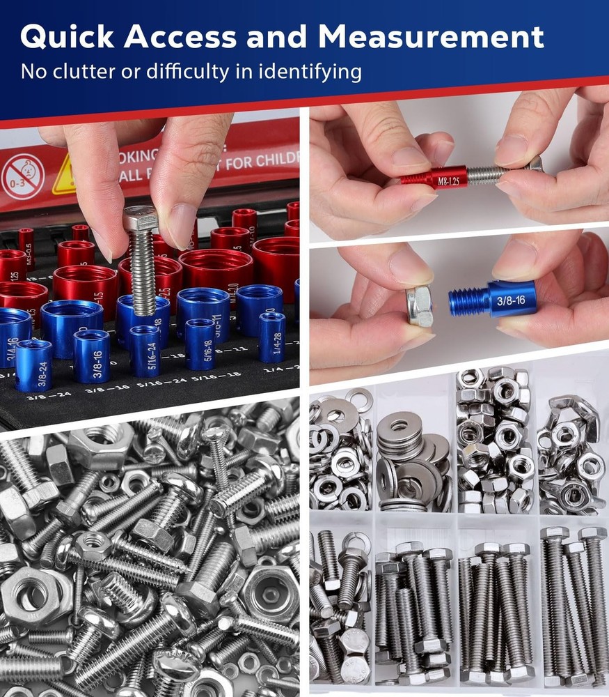 Housolution Thread Checker, 58PCS Nut and Bolt Thread Checker Set, 32 Standar...