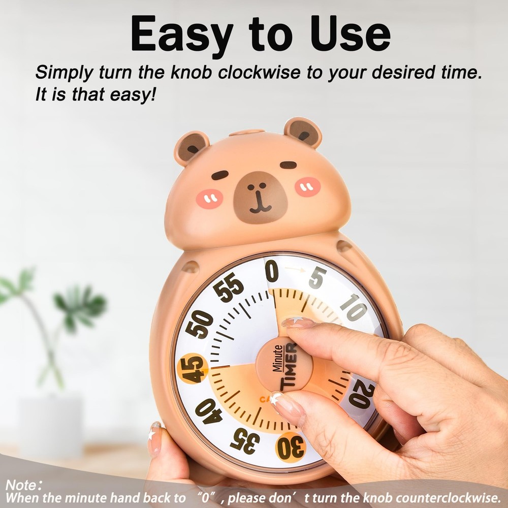 Cute Visual Timer for Kids, Kids 60 Minute Countdown Timer for Teaching, Sile...