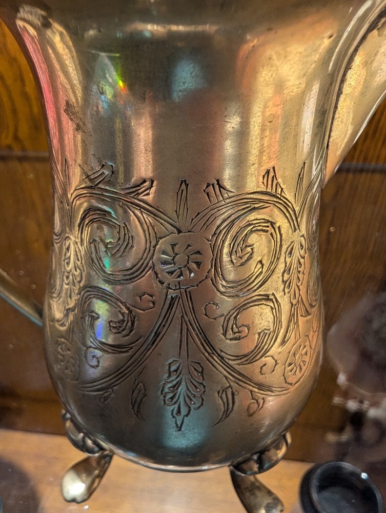Vintage Small Silver Syrup Pitcher Marked India