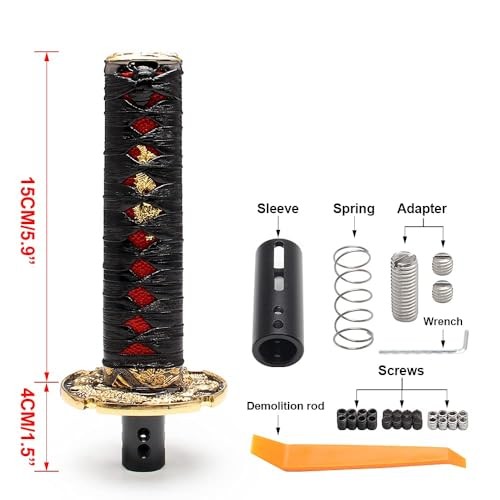 Automatic Katana Shift Knob Samurai Sword Weighted Gear Shifter 15cm Black+Red