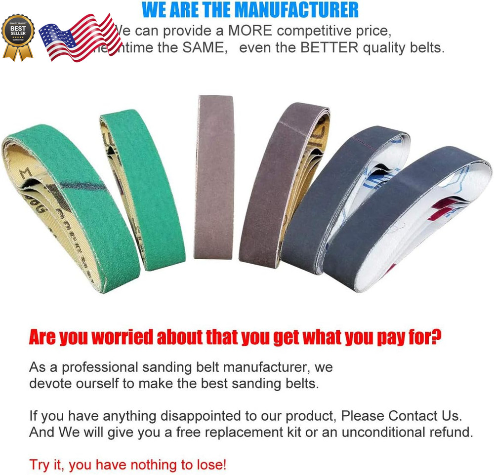 24 Pcs 3/4" x 12" Replacement Knife Sharpener Sanding Belt Kit & Work Sharp Knif