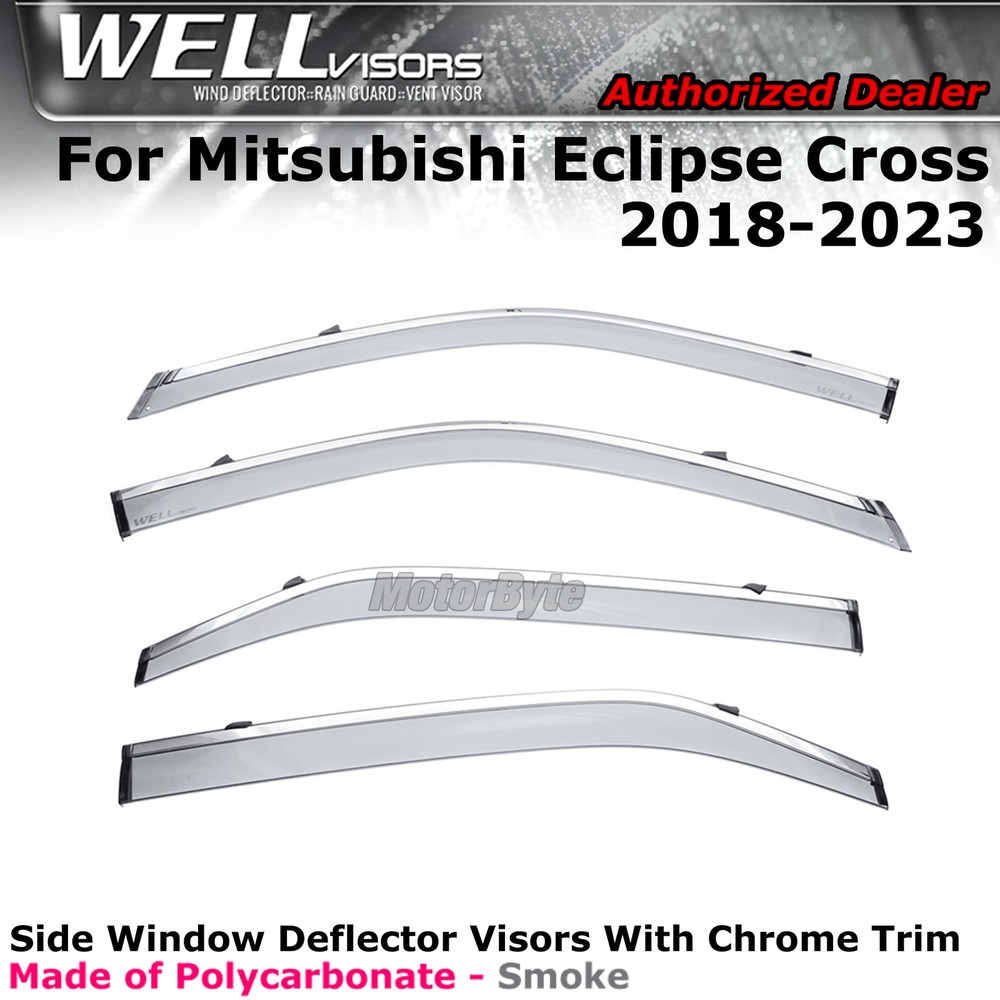 WELLvisors For 2018-2024 Mitsubishi Eclipse Cross Window Visors Chrome Trim