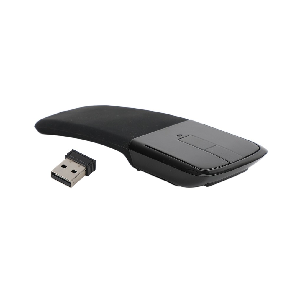 Foldable Arc Touch Wireless Mouse 2.4GHz Optical Touch Receiver PC Laptop Black✅