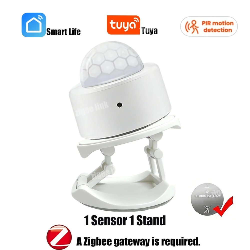 Smart PIR Motion Sensor Tuya Zigbee 3.0 196.85 Ft Range 120° Detection ABS