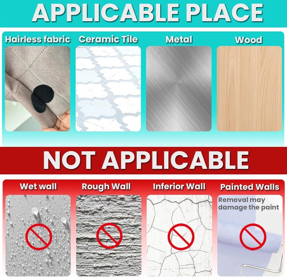 Heavy Duty Hook and Loop Strips with High Adhesive, and Square Circle, Strong...
