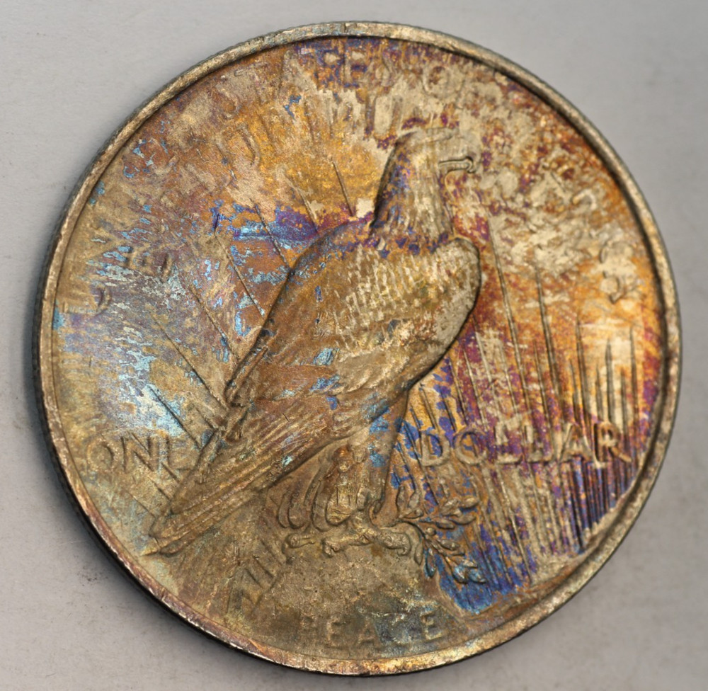 1923 Peace Silver Dollar -  - Beautiful Rainbow Toned