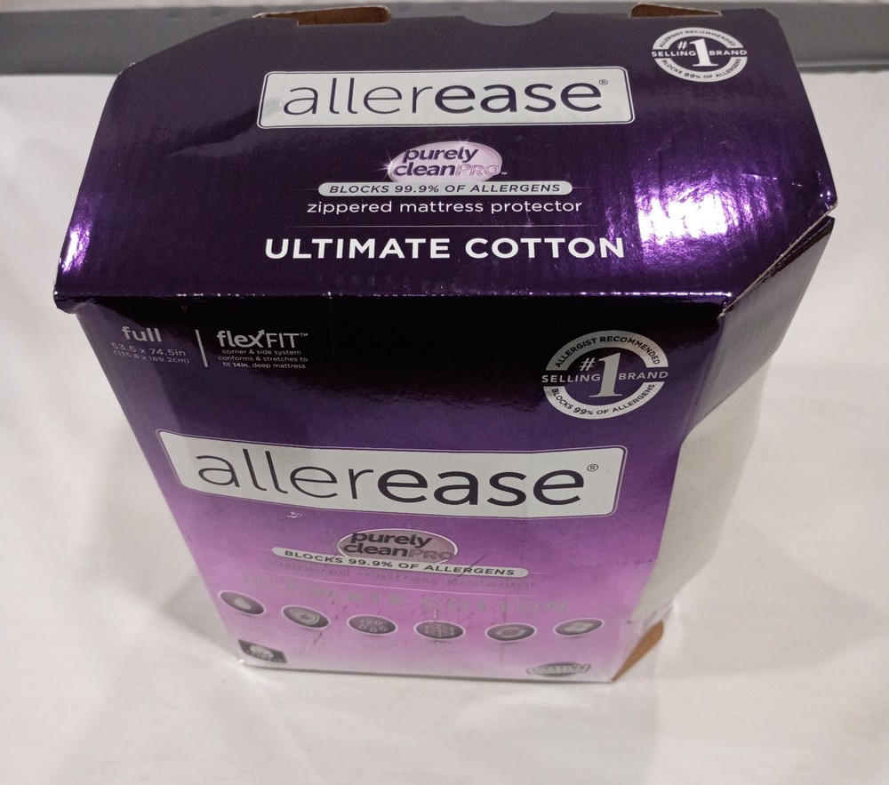 AllerEase Ultimate Cotton Waterproof Full Mattress Protector White Zippered