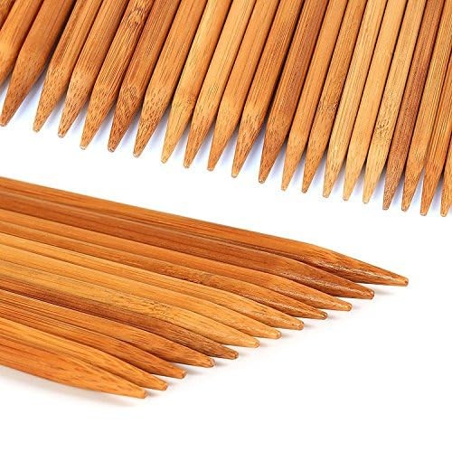 75 Pcs Double Pointed Knitting Needles Set, Carbonized Bamboo Knitting Needles