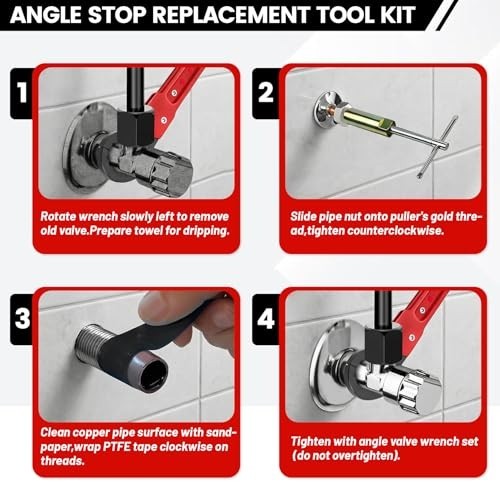 6-Piece Plumbing Tool Set - Angle Stop Wrench, Compression Sleeve Puller, Sandpa
