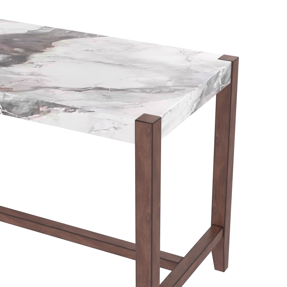 Three-Piece Dining Set Marble-Look Table with 2 Chairs Includes Cushions