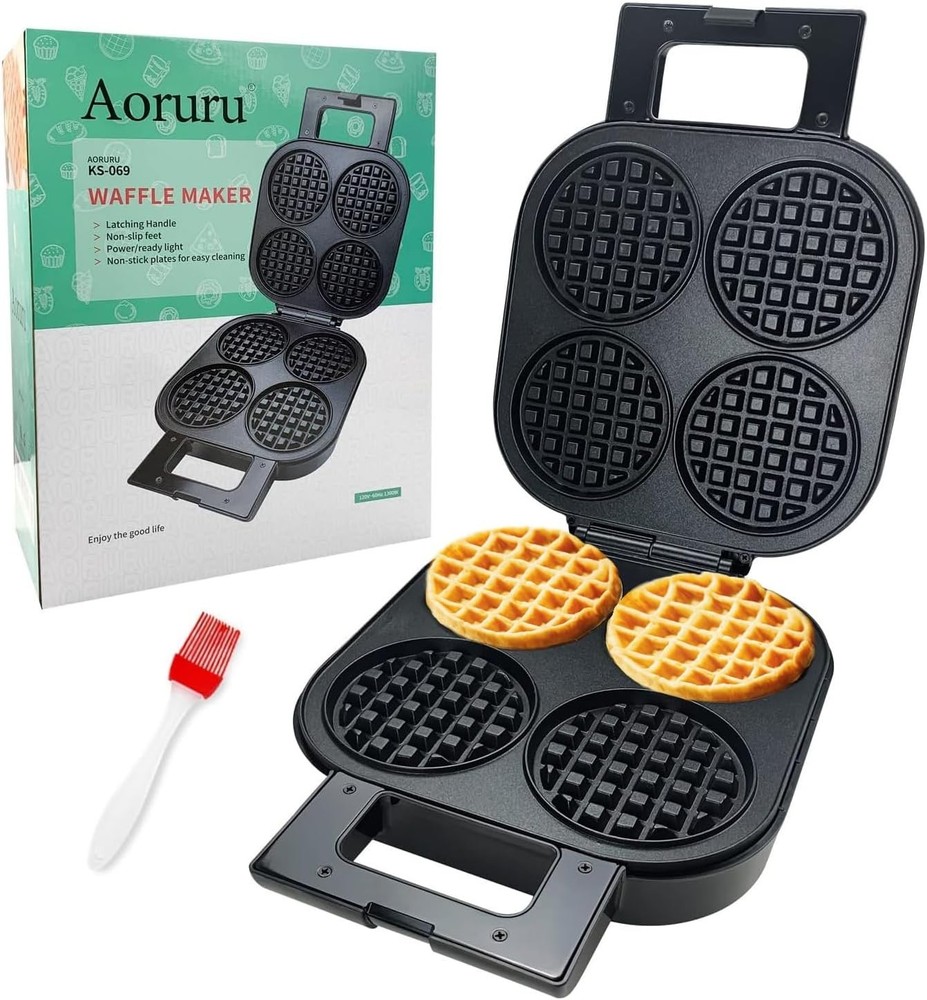4 Slice Waffle Iron - 1300W Efficient Non-Stick Design for Perfect Breakfasts