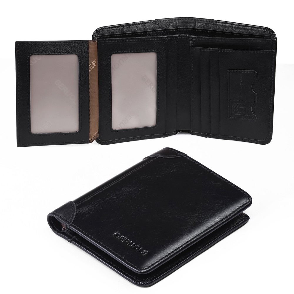 GERUOLA Mens Leather Wallet，Mens Trifold Wallet, RFID Blocking Wallet,Leather