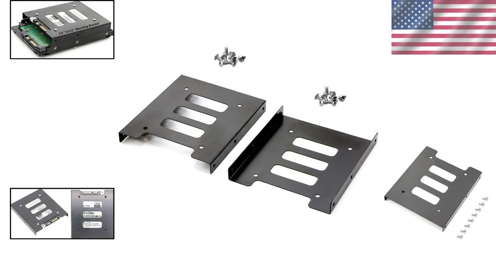 Efficient 2.5" to 3.5" SSD Mounting Brackets - 2 Pack Metal Adapters for PCs
