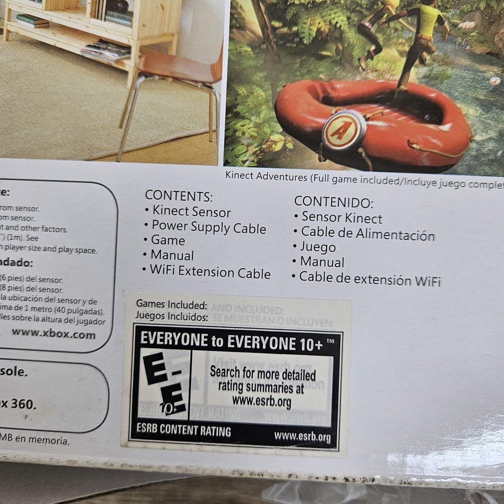 Microsoft Xbox 360 Kinect Connect Black Sensor Bar In Original Box W/ Game