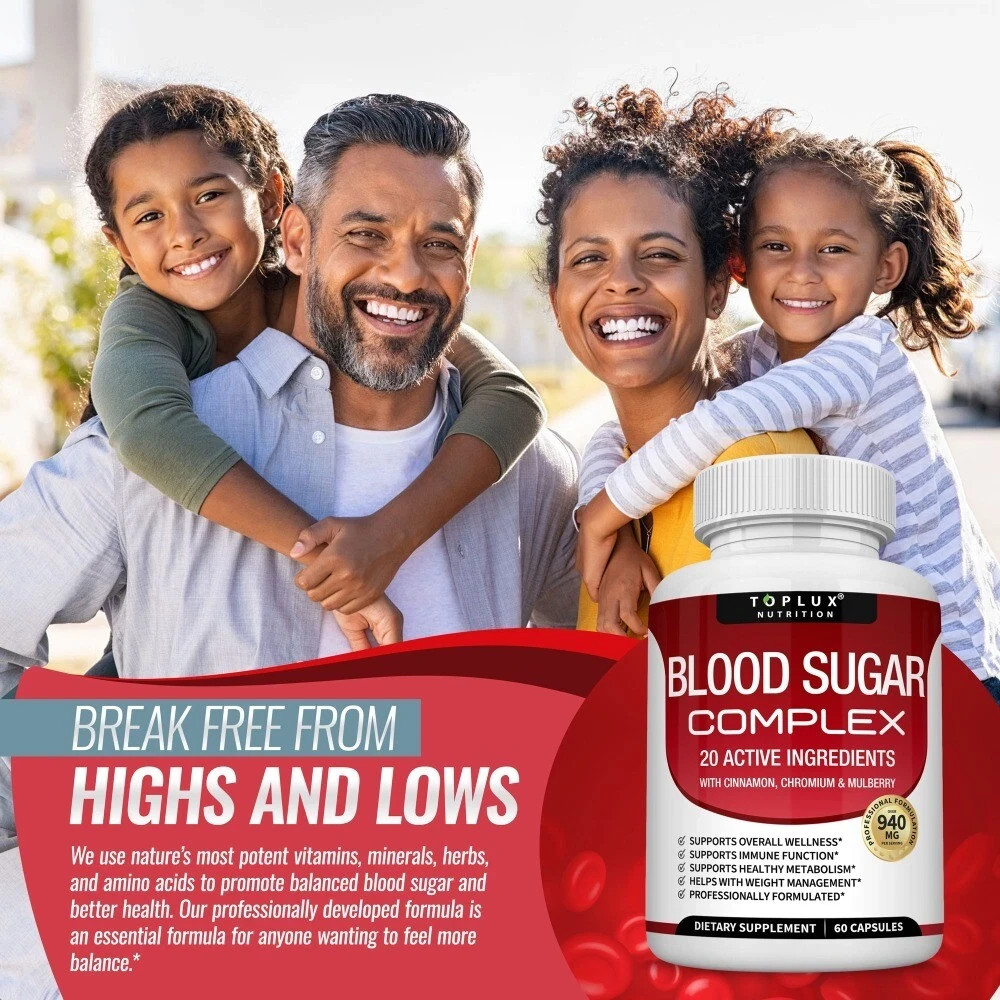 Blood Sugar Support | 20 Herbs Complex + ALA & Cinnamon | 60 Capsules