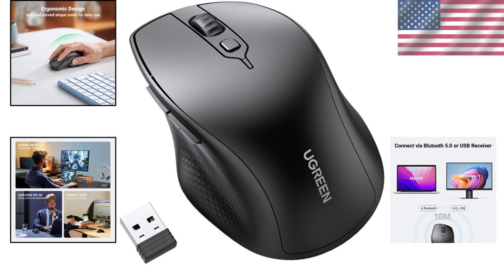 High Precision Wireless Ergonomic Mouse with Bluetooth 5.0 - Lightweight Design