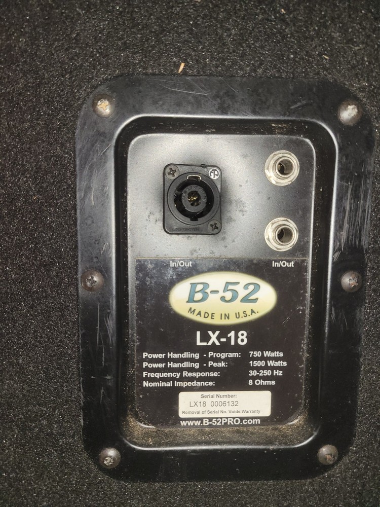B-52 LX 18 Unpowered Subwoofer