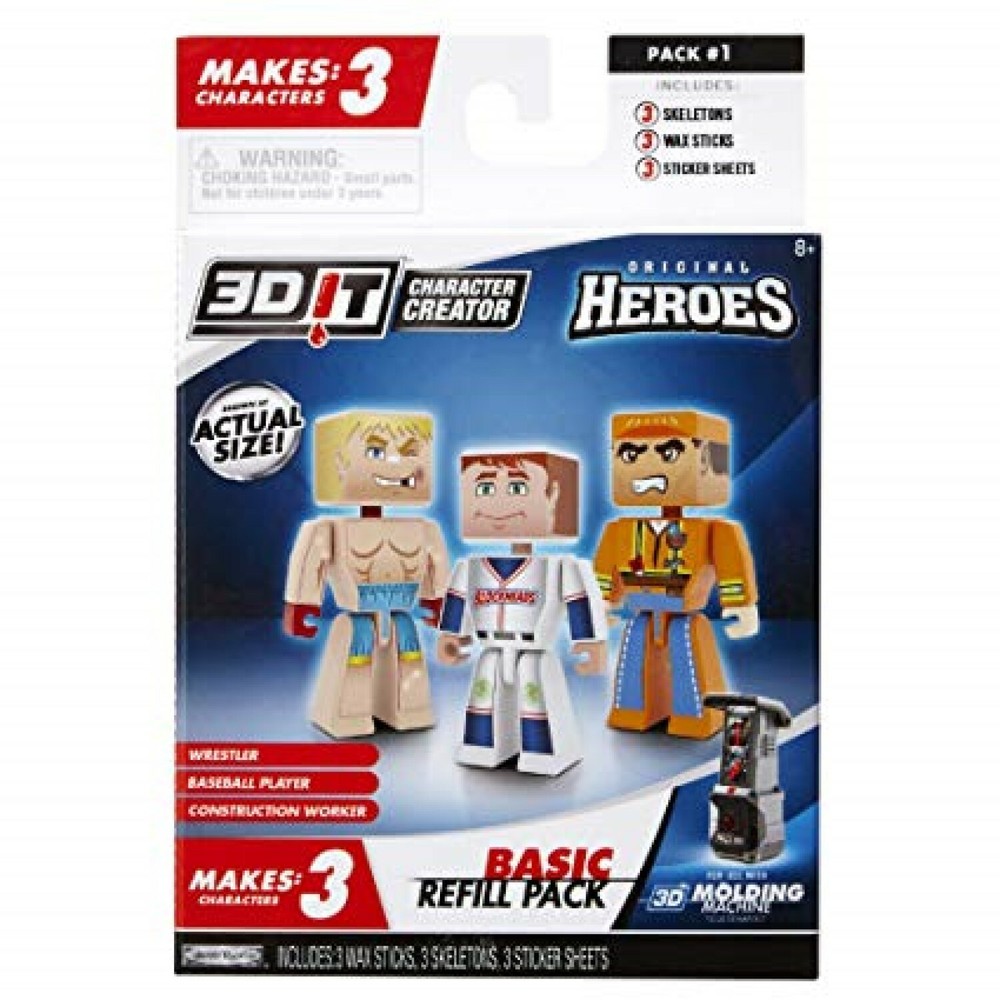 3D It Character Creator Molding Refill Pack Wrestler Baseball Player Constructio
