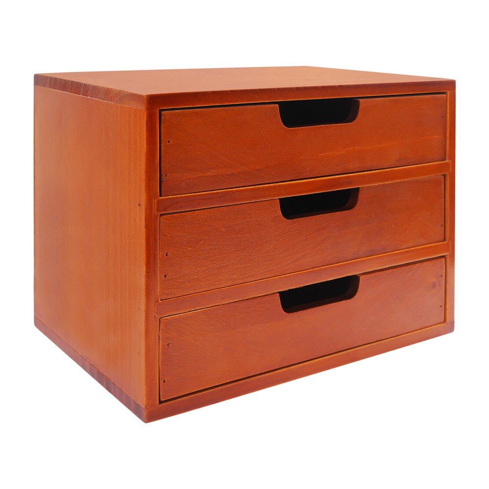 4 Pack 10 Drawer Desktop Organizer Wooden Stackable Storage Utility Drawers