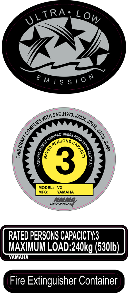 YAMAHA WAVERUNNER VX 2016-2018 Graphics / Decal Warning / Sticker Kit