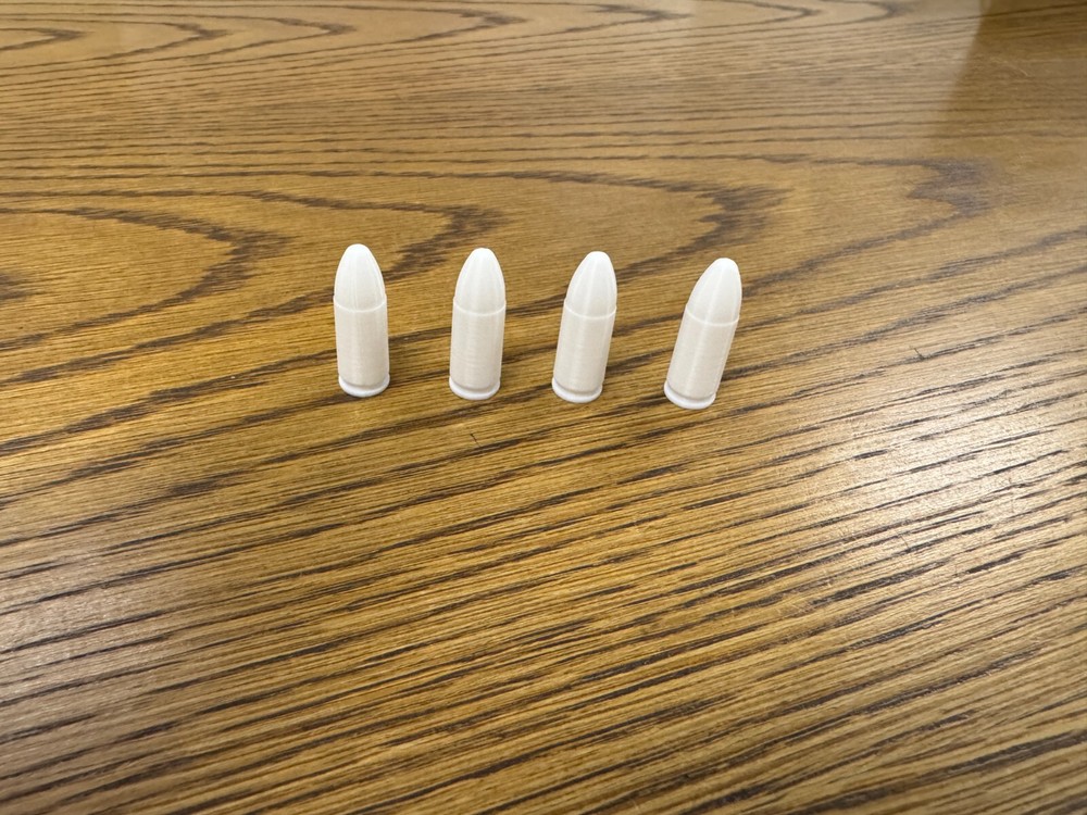 9MM  Snap Caps/Dummy Rounds WHITE 4 Pack 3D Printed